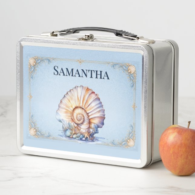 Seashell wedding bridal party goody box favor (In Situ)