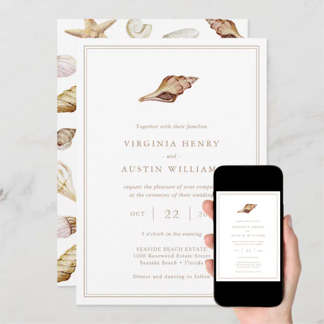 Seashell Wedding Invitation | Zazzle