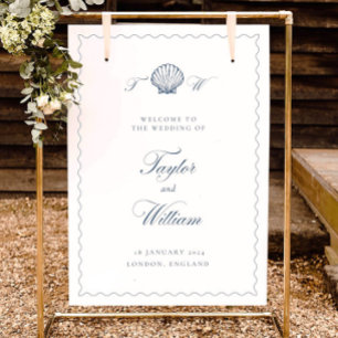 Seashell Wedding Welcome Sign: Coastal Beach Theme Foam Board