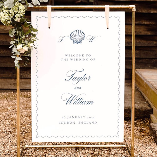 Seashell Wedding Welcome Sign: Coastal Beach Theme Foam Board (Creator Uploaded)
