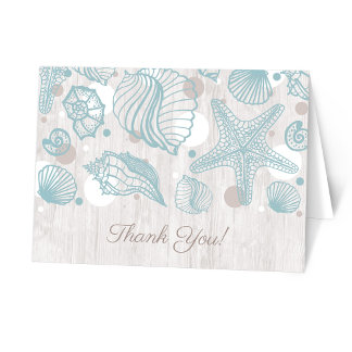 Seashell Whitewashed Wood Beach Thank You Cards