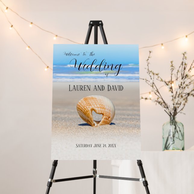 Seashell with a Heart, Wedding Welcome Sign (In Situ (Stand))