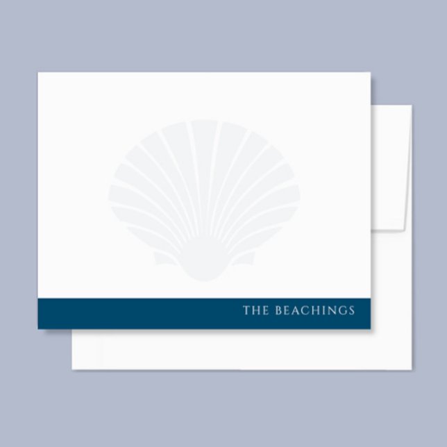 Seashell with Navy Blue Band Family Stationery Note Card (Creator Uploaded)
