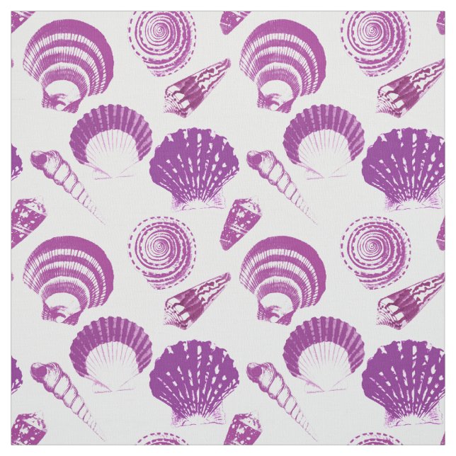 Seashells - amethyst purple on a white background fabric (Swatch)