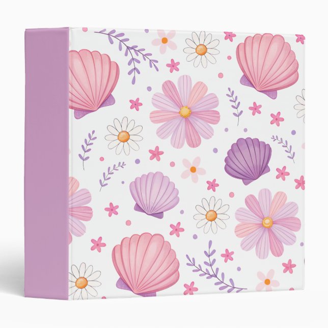 Seashells and Daisies 3 Ring Binder (Front/Spine)