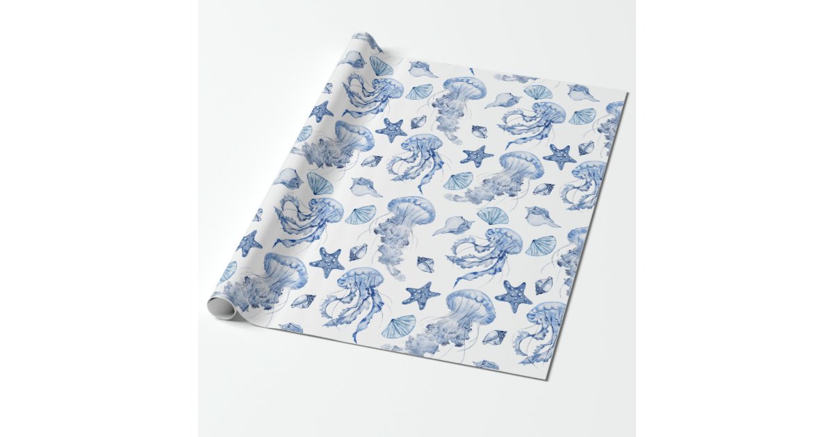 Seashells And Jellyfish Wrapping Paper Zazzle