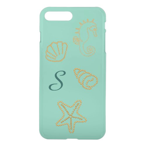 Seashells and Monogram Clear iPhone7 Plus Case