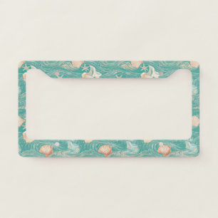 Seashells and Ocean Waves Pattern (10) License Plate Frame