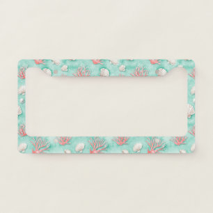Seashells and Ocean Waves Pattern (12) License Plate Frame