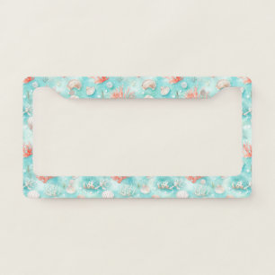 Seashells and Ocean Waves Pattern (2) License Plate Frame