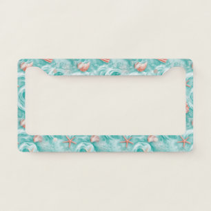Seashells and Ocean Waves Pattern (5) License Plate Frame