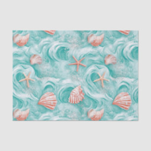Seashells and Ocean Waves Pattern (5) Tissue Paper