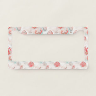 Seashells and Ocean Waves Pattern (7) License Plate Frame