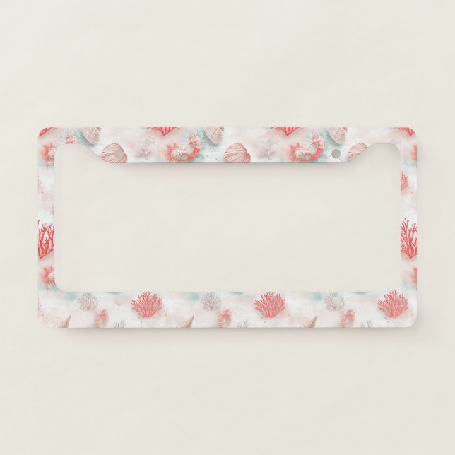 Seashells and Ocean Waves Pattern (7) License Plate Frame (Front)