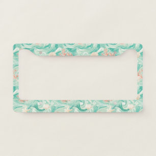 Seashells and Ocean Waves Pattern (8) License Plate Frame