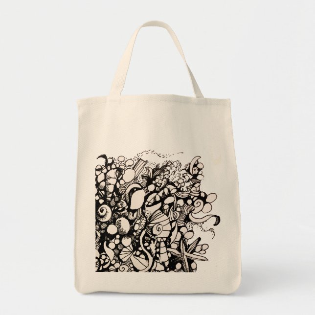 Seashells and pebbles drawing tote bag (Front)