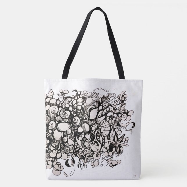 Seashells and pebbles drawing tote bag (Front)