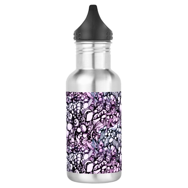 seashells and pebbles stainless steel water bottle (Left)