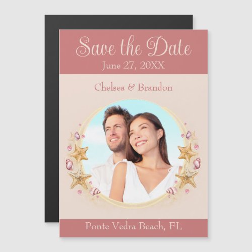 Seashells and Photo Wedding Save the Date Magnet