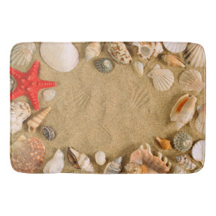 seashells and sand bathroom mat