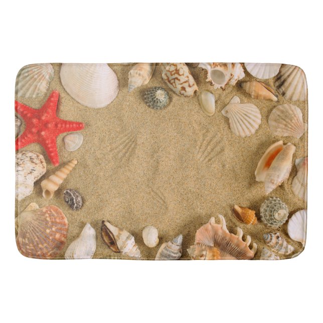 seashells and sand bathroom mat (Front)