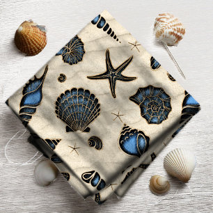 Seashells and Sand Blue ID782 Fabric