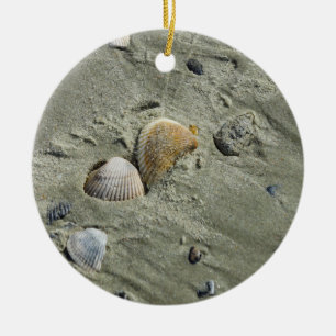 Seashells And Sand Ceramic Ornament