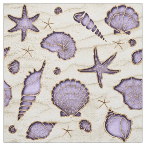 Seashells and Sand Purple ID782 Fabric