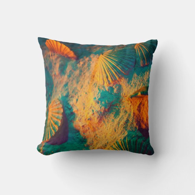 Seashells and Sand Throw Pillow (Front)