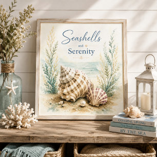 Seashells and Serenity Bathroom Wall Art