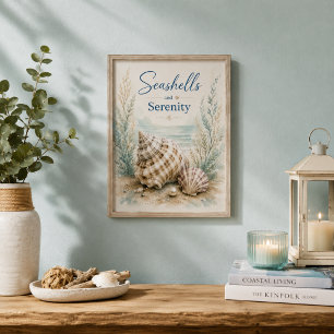 Seashells and Serenity Coastal Small Bathroom Poster