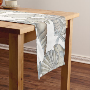 Seashells And Ship Anchor Treasure Hunt Fun Short Table Runner