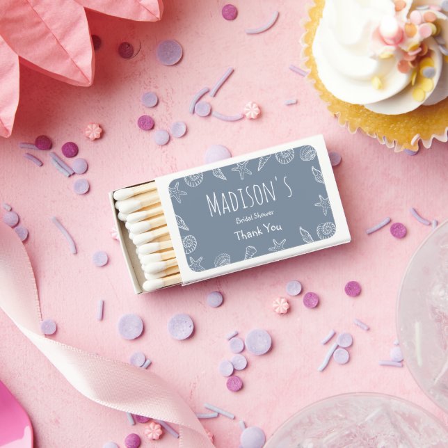 Seashells and Star Fish Bridal Shower Thank You  Matchboxes (Insitu)