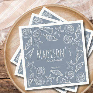Seashells and Star Fish Coastal Bridal Shower Napkins