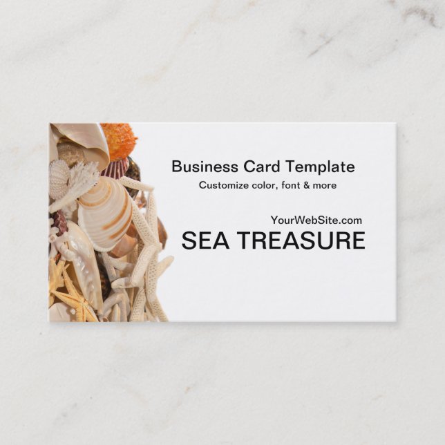 Seashells and Starfish Beach Shells Business Card (Front)