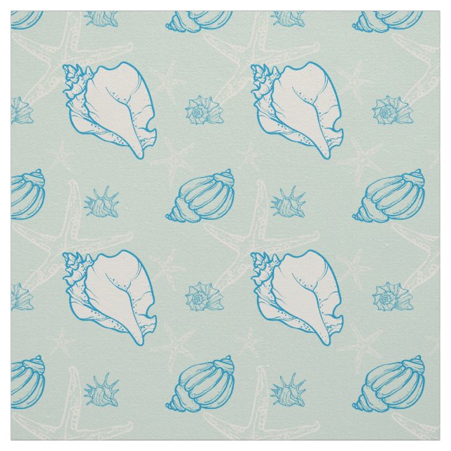 seashells and starfish fabric (Swatch)
