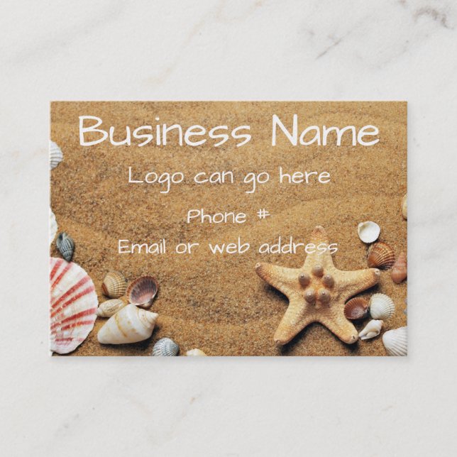 Seashells and Starfish in the Sand Business Card (Front)