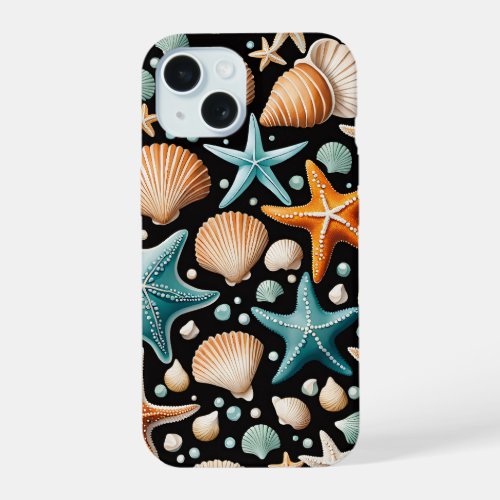 Seashells and starfish iPhone 15 case