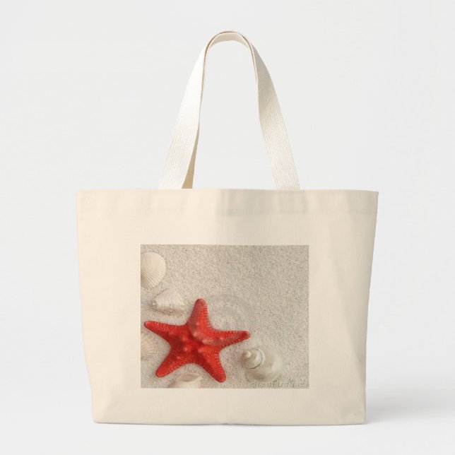seashells and starfish large tote bag (Front)