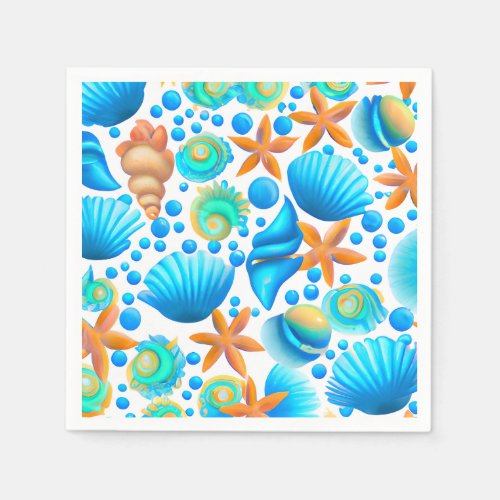 Seashells and Starfish Ocean Pattern  Napkins