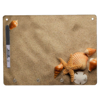 Seashells and Starfish on a Beach Dry Erase Board With Keychain Holder