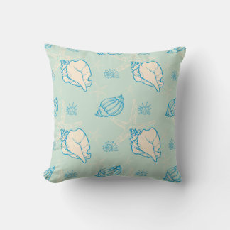 Seashells and starfish throw pillow