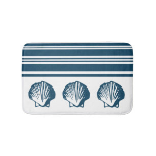 Seashells and stripes bathroom mat