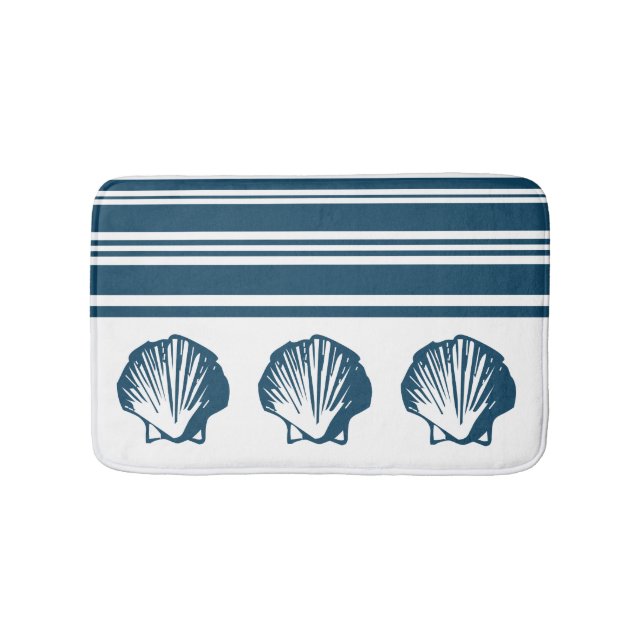 Seashells and stripes bathroom mat (Front)