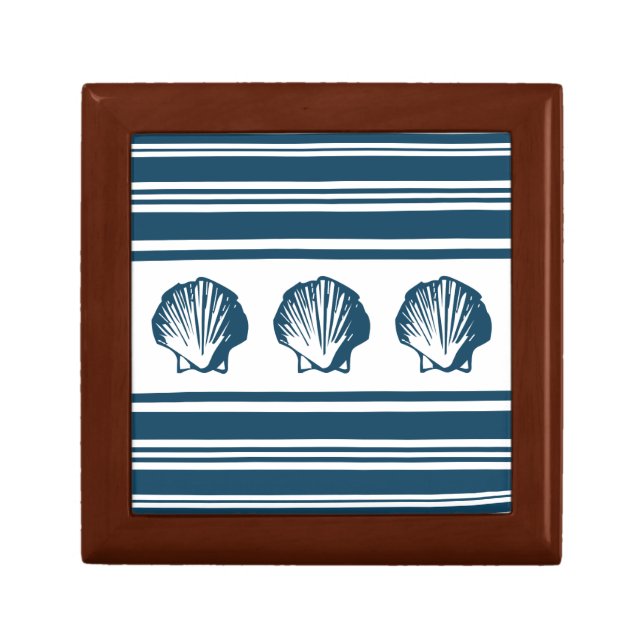 Seashells and stripes jewelry box (Front)