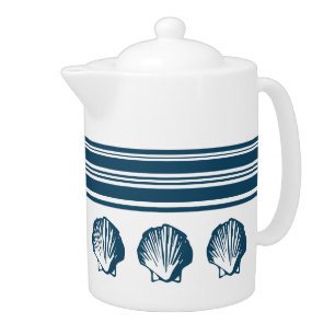 Seashells and stripes teapot