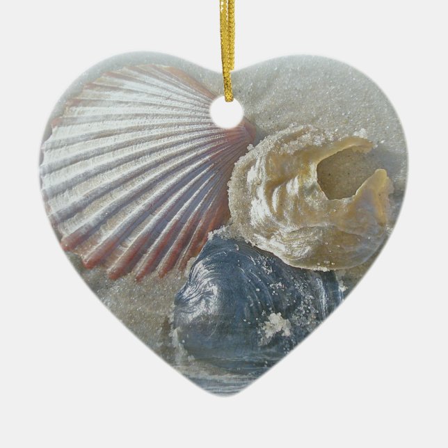 Seashells and Surf Ceramic Ornament (Front)