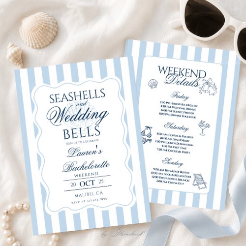 Seashells and Wedding Bells Bachelorette Itinerary Invitation