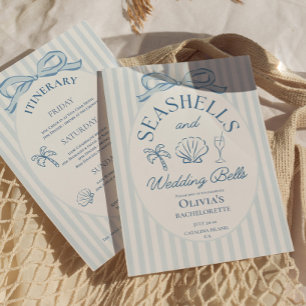 Seashells and Wedding Bells Bachelorette Itinerary Invitation