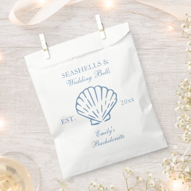 Seashells and Wedding Bells Bachelorette Party Favor Bag (Clipped)